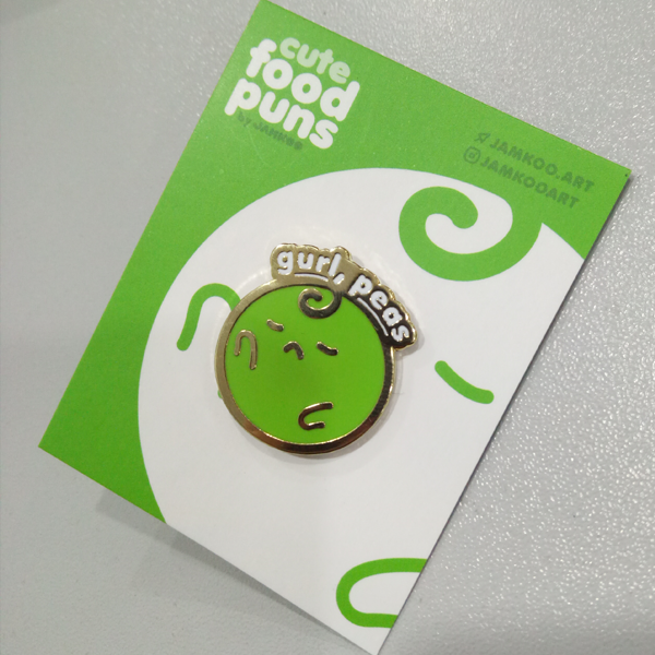 Gurl Peas - Cute Food Puns - Pin - JAMKOO